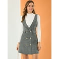 thumbnail image 2 of Unique Bargains Robe Salopette de Bureau Taille Haute à Carreaux pour Femmes, 2 of 6