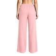 thumbnail image 4 of Womens Striped Wide Leg Pants New Wide Leg Pants for Women Elastic Waist Textured Long Trousers with Tassel Drawstring Loose Fist Casual Pants with Pockets, 4 of 6