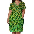 thumbnail image 3 of Hermoso vestido de bolsillo suelto con plumas de pavo real, vestido sensual para mujer, vestido largo de verano para mujer., 3 of 7