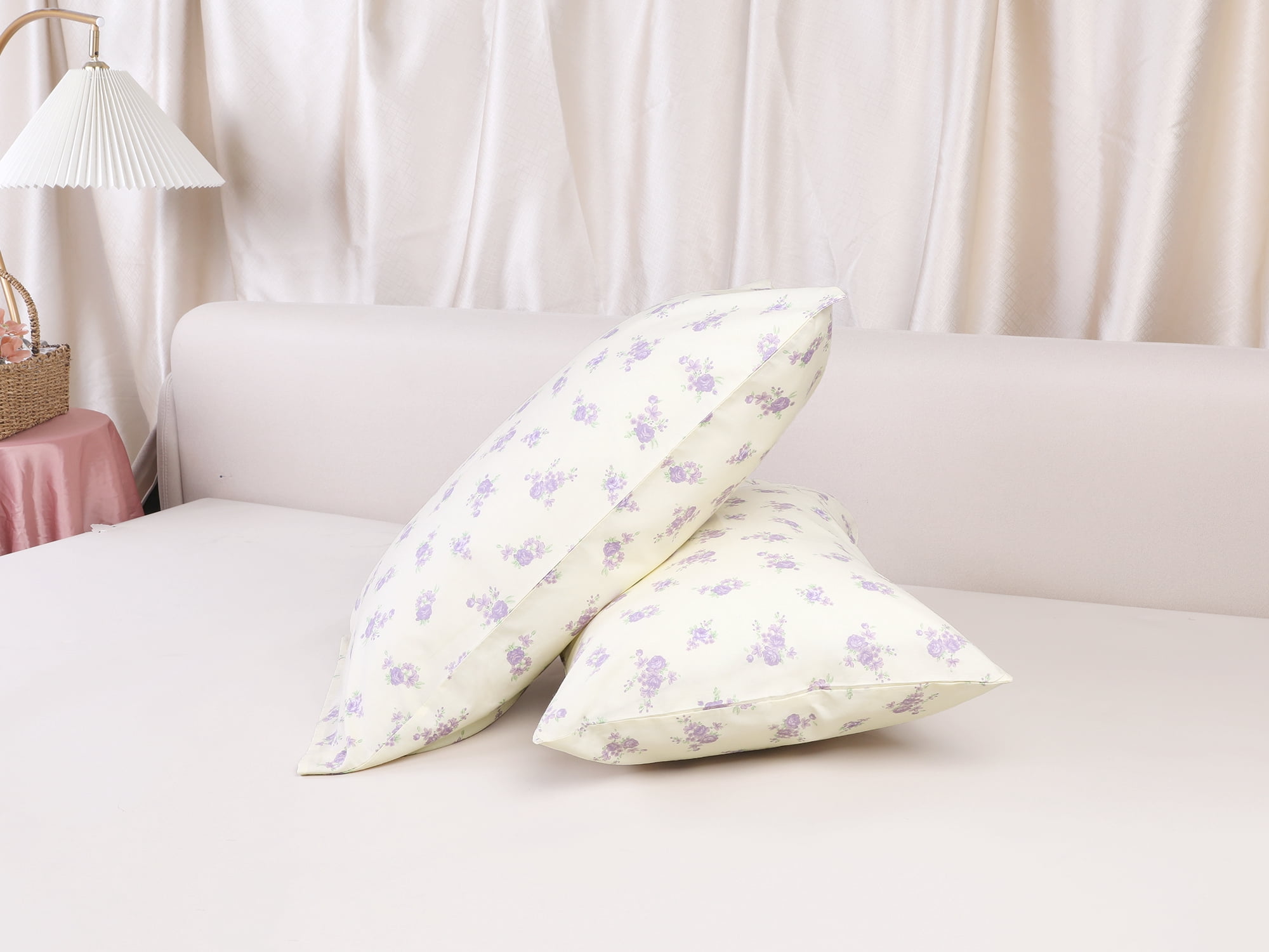 Unique Bargains Pillowcase Cotton Floral Pillow Cases with Envelope Closure Purple