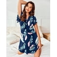 thumbnail image 2 of EKOUAER Women's Nightgown Short Flare Sleeve Sleepshirt V-Neck Sleepwear Soft Nightshirt Pajama Dress, 2 of 4