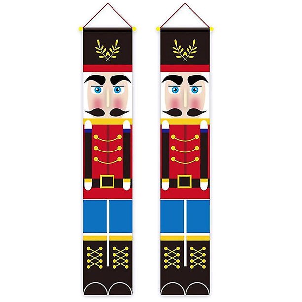 Banderín colgante para puerta de fiesta navideña, decoración para el hogar, soldado de nogal