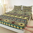 thumbnail image 3 of jejeloiu Vintage Aztec Print Bed Sheets,3D Texas Stars King Sheets,Rustic Bull Skull Sheet Set For Adults,Luxury Bedroom Decor,4-Piece, 3 of 7