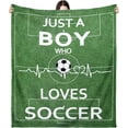 thumbnail image 4 of Football Blanket Gifts for Boys Girls Football Lovers, Green Football Throw Blanket Super Soft Travel Bed Sofa Blankets for Sport Fans Kids Adults Player Coach, 50 × 60 inch, 4 of 5