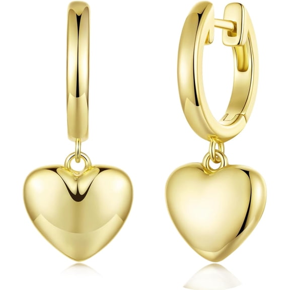Plated 14K Gold Dainty Heart Drop Earrings Love Hypoallergenic Earrings for Women Jewelry Gift[t354]