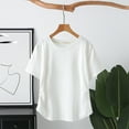 thumbnail image 2 of ZyeKqe Womens Plus Size Tops Short Sleeve Crew Neck Basic Shirts Side Ruched Dressy Casual Blouses, 2 of 3