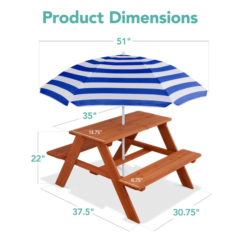 Best Choice Products Wooden Kids Picnic Table with Umbrella photo 7