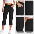 thumbnail image 4 of FEN AI Womens Cargo Capri with 8 Pockets Lightweight Quick Dry Hiking Summer Pants for Travel Casual Trousers Black, 4 of 7