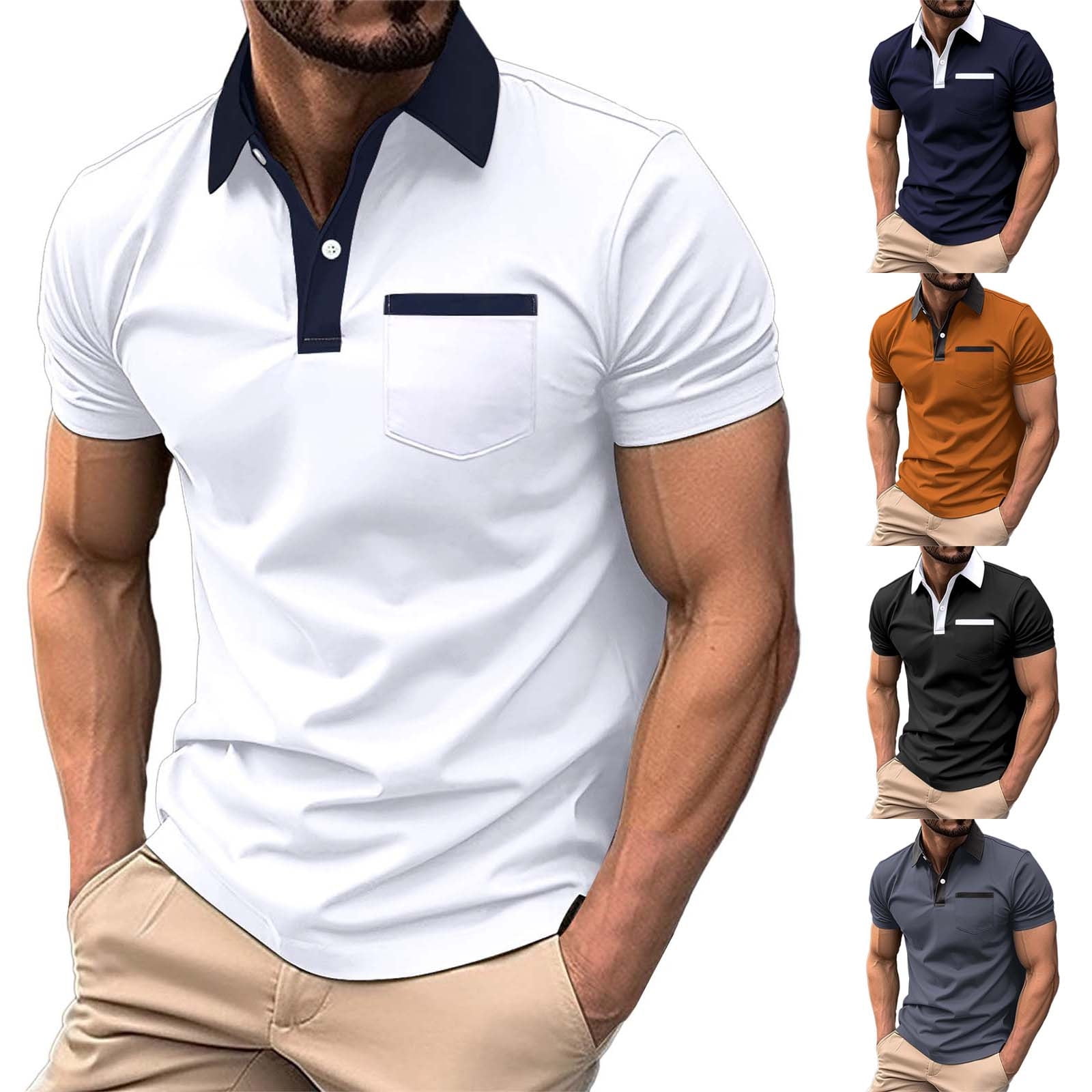 WTXUE Polos Short Sleeve, Scrunch Neck Polo Golf Shirts for Men