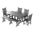 thumbnail image 1 of Paradise 6-Piece Dining Table and Arm Chair Set with Dining Bench, 1 of 4