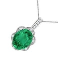thumbnail image 2 of Mauli Jewels Engagement Necklace for Women 5.30 Carat Oval Shaped Lab Created Emerald and Diamond Pendant 4-prong 10K White Gold|Silver Chain, 2 of 5