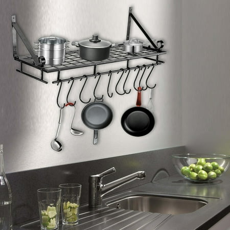 Yosoo Kitchen Storage Rack Metal Wall Mounted Pot Hanging With Yosoo Kitchen Storage Rack Metal Wall Mounted Pot Hanging With 10 Hook Holder