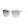 thumbnail image 2 of SA106 Flat Panel Mirror Lens Oversize Cat Eye Double Frame Womens Sunglasses Clear Silver Mirror, 2 of 4