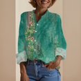 thumbnail image 4 of Floral Linen Shirt for Women Spring Summer Boho Front Button Down Tops Vintage Casual Long Sleeve Oversized Tees Top, 4 of 6