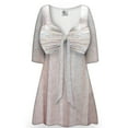 thumbnail image 1 of Large Petite Women Tunic Casual Soft Peach Aurora Designer Print Elegant Draw-Tie V-Neck Loose Babydoll Shirt Blouse, 1 of 4