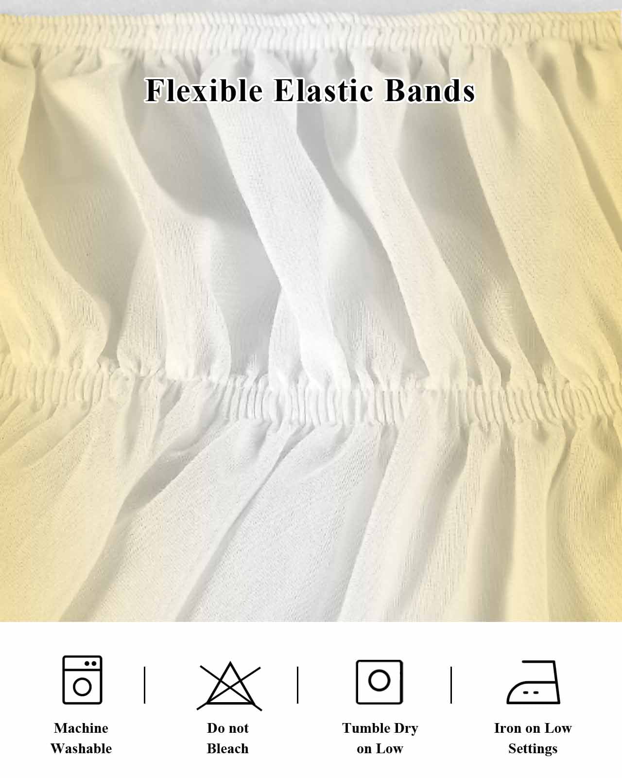 Ombre Ruffle Bed Skirt Queen Size Lemon Yellow and White Gradient Adjustable Elastic Dust Bed Skirts Wrap Around Bedskirt Wrinkle Free Easy Fit with 16 Inch Drop