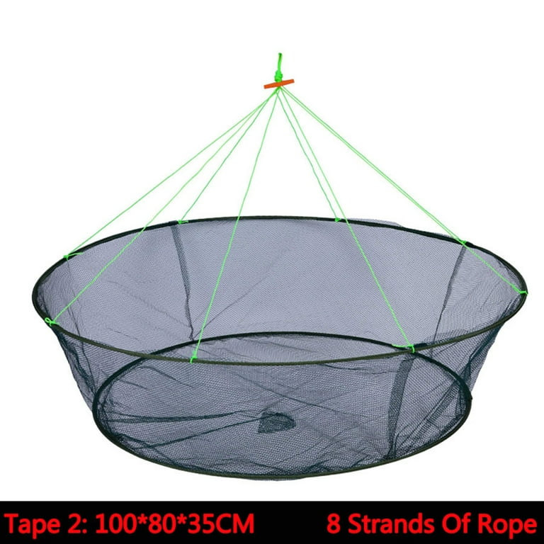Portable Foldable Fishing Net Hand Net With Fishing Rope Handle For  Catching Fishes Shrimps Crabs Lobster 