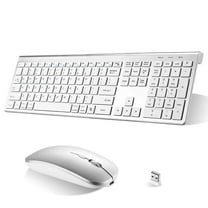 Rechargeable Wireless Keyboard Mouse, UrbanX Slim Thin Low Profile Keyboard and Mouse Combo with Numeric Keypad Silent Keys for Acer Chromebook 14" Laptop - White
