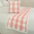 thumbnail image 4 of King / Queen / Twin Peach Pink Decorative Twin 53"x18" Bed Runner WITH Pillow Cover, Textured & Buffalo Checks Bed Scarf on Cotton fabric - Buffalo Plaid Peach, 4 of 5