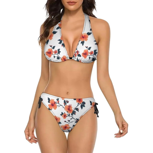 NICKSUN Women's Bikini Sets, Cute Print Two Piece Bathing Suits Sexy Halter Padded Bikini Swimsuits
