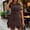 Coffee, variant on SEMPAI Womens Rhinestones Decor Mesh Hem Mini Dress, Short Sleeve Summer Elegant A-Line Party Cocktail Dresses