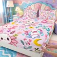 thumbnail image 4 of Manfei Axolotl Pattern King Sheets,Kawaii Salamander Bedding,4-Piece,1 Flat Sheet,1 Fitted Sheet and 2 Pillowcases, 4 of 6