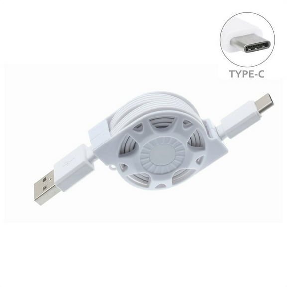 Verizon Google Pixel 2 XL Retractable White Type-C USB Cable Charge Sync Power Wire R1Z