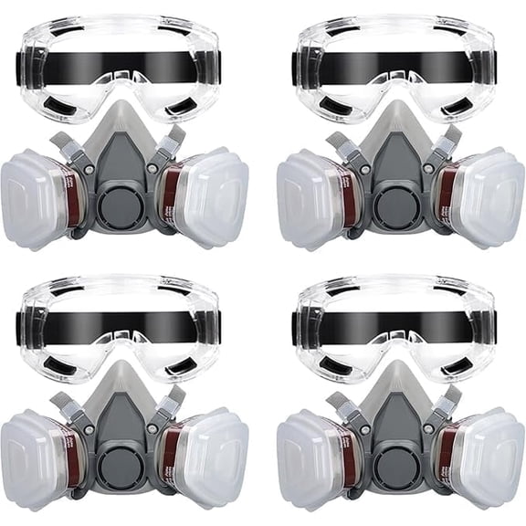 6200 Respirator Mask with Filters, Reusable Anti-fog Glass Gas Mask with Activated Carbon Filters Against Dust Organic Vapor, Ideal for Painting, Woodworking, Sanding, Spraying- (2 Pack)