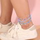 thumbnail image 4 of 2 juegos de tobilleras de cuerda impermeables, joyería con cuentas para mujeres, adolescentes y niñas, pulsera tejida ajustable, 4 of 5
