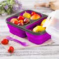 thumbnail image 4 of Wamans Heated Lunch Box Lunch Box with Spoon Silicone Folding Microwave Oven Portable Lunch Box Refrigerator Storage Box Fresh Keeping Box Clearance Items, 4 of 5