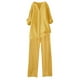 thumbnail image 4 of Conjuntos de 2 piezas para mujer: conjunto de blusa ancha y pantalones elásticos, camisa informal con cuello en V y pantalones para llevar en la calle o en la playa, poliéster, corte holgado, talla, 4 of 4