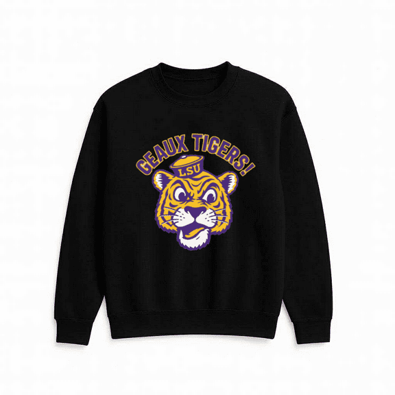 Purple Gold Tigers College Football Mascot Pride Graphic Sweatshirt, for men & women, up to size 5XL