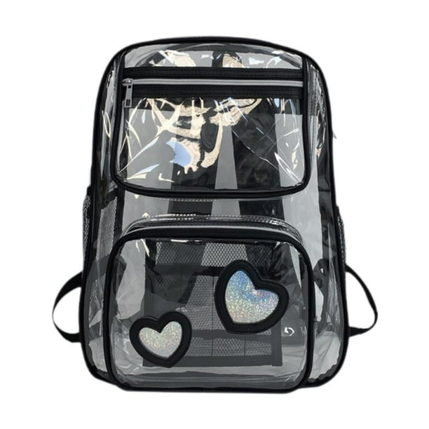 Mochila Transparente Yinane de PVC Impermeable Escolar para Estudiantes de Primaria Negro