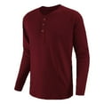 thumbnail image 2 of Zimjoy Mens Long Sleeve Shirts Casual Regular Fit Henley Outfits Crewneck Button Up Tops Lightweight Spring Mens Clothes, Red L, 2 of 4