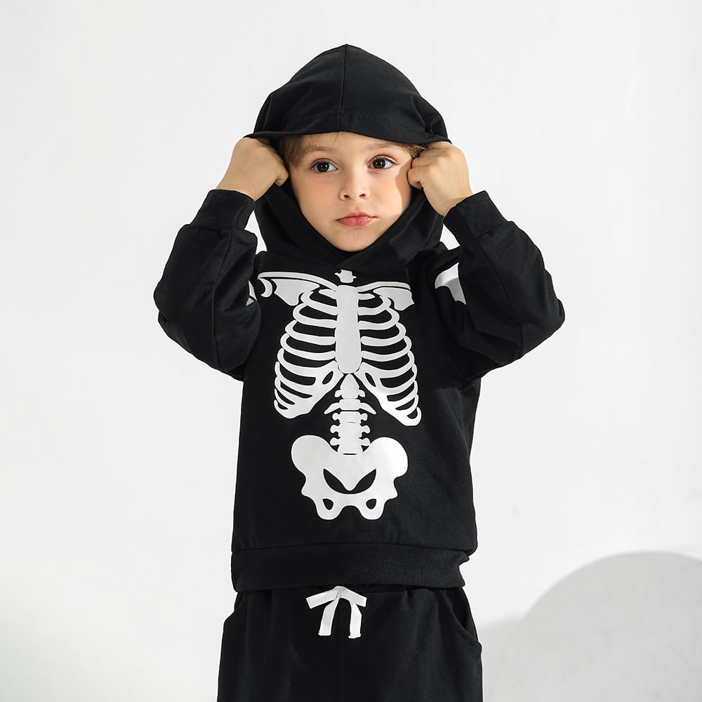 Toddler Baby Fall Hoodie Clothes Little Boys Girls Sweatshirt Top and Pants Sweatsuit Halloween Glow Outfits Set 2-6T