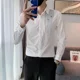 thumbnail image 2 of Camisas y blusas negras con gráficos de manga larga para hombre, estilo formal, sencillo, regular, estilo coreano, moda asiática 2024, 2 of 4