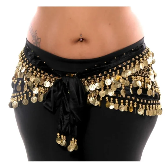 Ceinture Foulard de Danse du Ventre en Chiffon pour Femmes avec Ceinture Dorée Ringy 128
