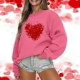 thumbnail image 2 of YAYUBA Plus Size Christmas Sweatshirt Valentine's Day Letter Print Pullover Sweaters Crew Neck Long Sleeve Casual Pullover Tops Shirts, 2 of 5