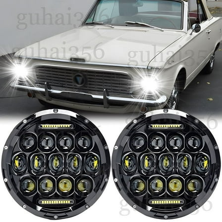Fit for Plymouth Valiant 1963-1976 Pair 7Inch Round LED Headlights Hi Lo Beam H4