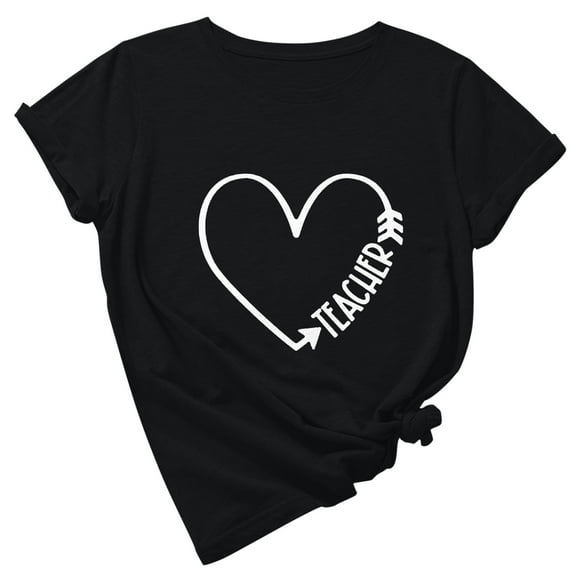 Teacher Clothes for Women Short Sleeve Casual Summer Tshirts Loose Oneck Shirts Middle School Work Tops