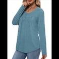 thumbnail image 4 of Camisas de Larga para Mujer, Conjuntos de Otoño, Cuello Redondo, Túnicas Casuales, Blusas de Moda, Ropa de Moda. Azul Pavo Real XXL, 4 of 6
