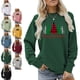 thumbnail image 2 of Camisas navideñas para mujer, cuello redondo, patrón de árbol, fibra de poliéster suave, camiseta de manga larga para mujer, para fiesta, oficina, verde oscuro, XXL, 2 of 5