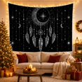 thumbnail image 3 of Crescent Moon with Beaded Feathers and Star, Dreamy Boho Style for Astrology Fans, Celestial Wall Decor Housewarming Gift, Tapestry Wall Hanging for Bedroom and Dorm, 3 of 7