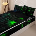 thumbnail image 3 of Erosebridal Geometric Plaid Buffalo Zipper Queen Comforter Set with Fitted Sheet and 2 Pillowcases,Black Abstract Pixel Zipper Bedding Set For Boys,Black Reversible,4-Piece, 3 of 7