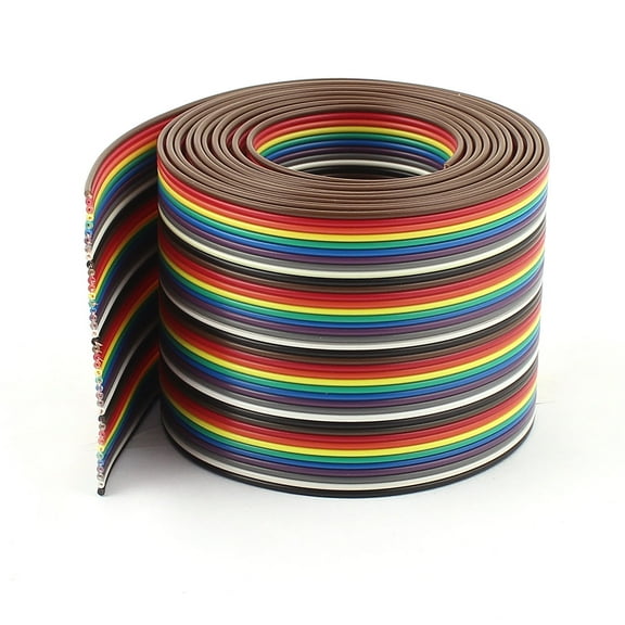 Unique Bargains 2m 6.5ft 40 Way Rainbow Color IDC Flat Ribbon Cable 1.27mm for DIY