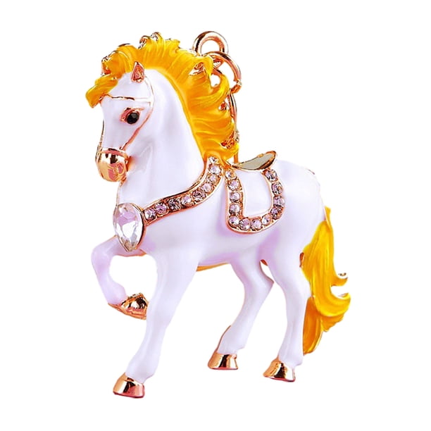 Llavero de caballo con brillantes diamantes de imitación incrustados, llavero decorativo de buena suerte, accesorio festivo.