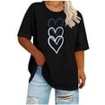 thumbnail image 2 of Elvqul Women Casual Tops V-Neck Black Ladies Blouses And Tops Lace Loose Solid Short Sleeve Tops, 2 of 5