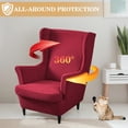 thumbnail image 5 of CJC Wingback Chair Slipcover, 2-Piece Stretch Wing Back Chair Cover with Cushion Cover, Armchair Covers Furniture Protector for Living Room Bedroom (Red), 5 of 10
