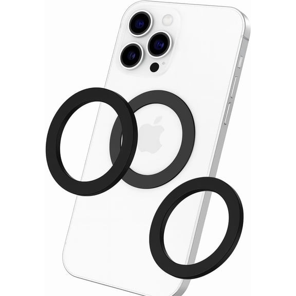 Universal Metal Ring Sticker for Magnetic Charger Compatible with iPhone/Samsung/Android All Cellphones, Magnetic Mount/Phone Holder Conversion Accessories, 2Pcs, Black