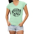 thumbnail image 1 of Go All Out Volleyball Distressed Ball V Neck T-Shirt Women, 1 of 5